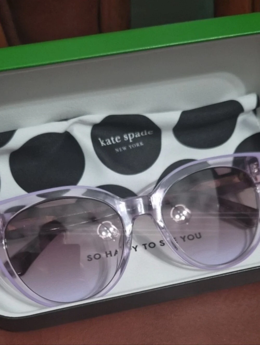 kate spade Lavender Frame with Tortoise Temples Cat-Eye Sunglasses